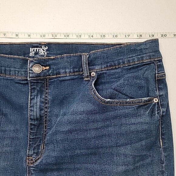 Terra & Sky Women’s Plus Size 22W High Rise Skinny Jeans Dark Wash Stretch - Picture 11 of 15